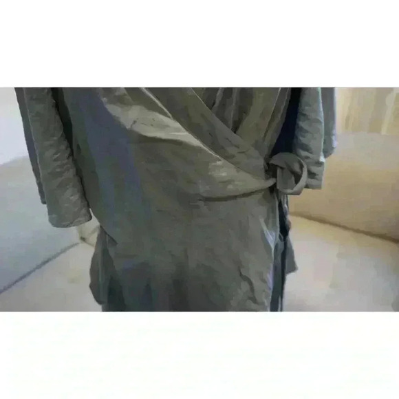 LOFT Outlet Petite Blue/Sage Wrap Blouse, Size L - Picture 4 of 12